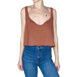 NWT Out From Under Urban Outfitters Orange Basic Cropped Oversized Tank Top